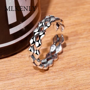 

MLKENLY S925 sterling silver open rings for women double layers simple rhombus silver ring bague homme anel prata anello anei