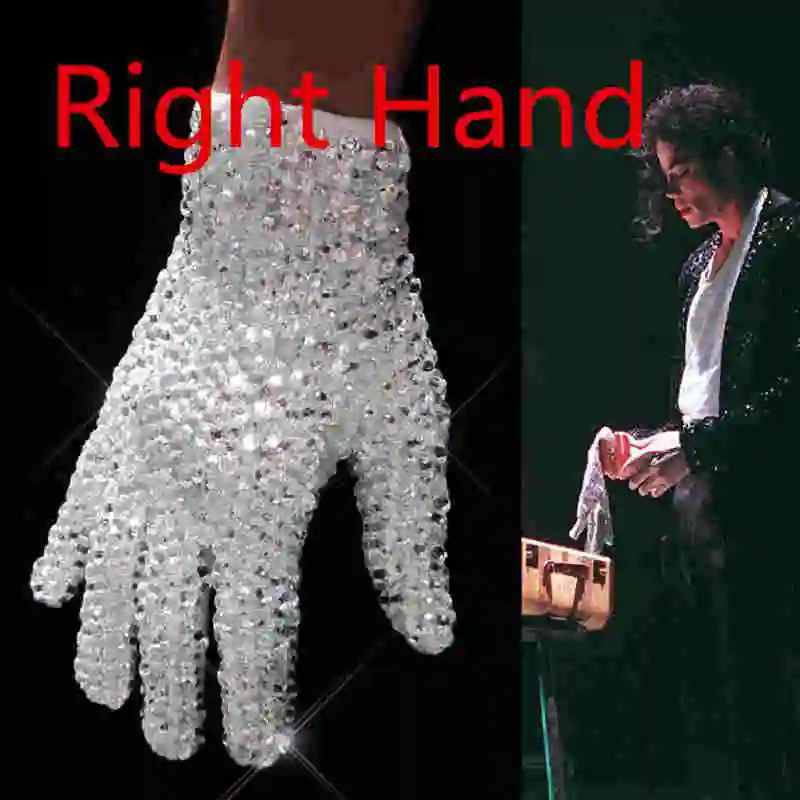Редкие MJ Майкл Джексон обе стороны стразы серебро кристалл ручной работы перчатки коллекция для Billie Jean Preformance - Цвет: Right Hand