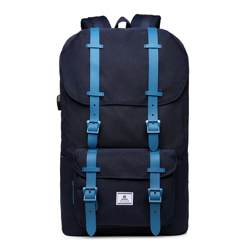 OZUKO мужской повседневный черный рюкзак большой емкости износостойкий школьный 15,6 дюймов ноутбук рюкзак Оксфорд Мужской USB дорожная сумка - Цвет: Синий
