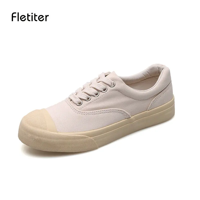 Fashion Women's Vulcanize Shoes Flats Canvas Shoes Ladies Sneakers Round Toe Student Shoes Woman Lace Up Casual shoes Plus size Women's Shoes
