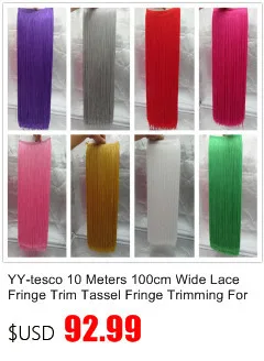 YY-tesco 1 Yards 50CM Long Lace Fringe Trim Tassel Fringe Trimming For Diy Latin Dress Stage Clothes Accessories Lace Ribbon