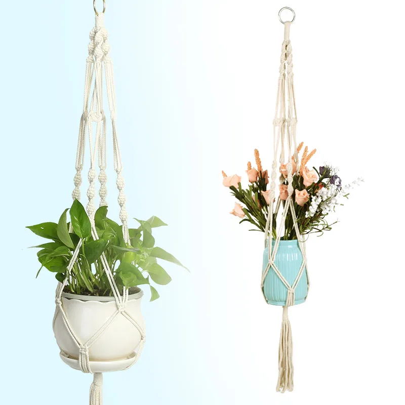 

Braided Hanging Rope Basket Environmental Protection Holder Double Pot Rack for Double Layer Flowers Pot Bag for All Functions