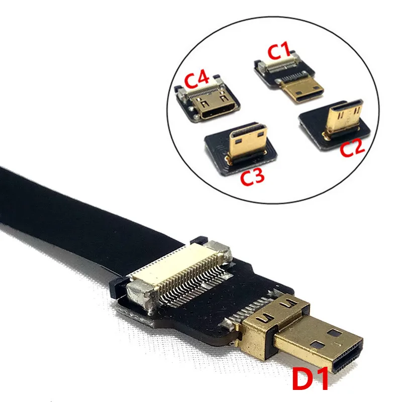 90 Degree FPV Micro HDMI Male to Mini HDMI FPC Flexible Flat Cable fpv Flat Cable for GOPRO Multicopter Aerial Photography