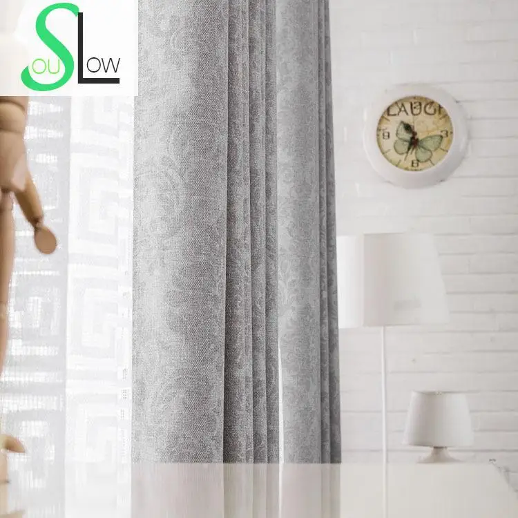 1672 37 De Réductionlent Soul Gris Tissu Blanc Tulle épais Lin Gaufré Rideaux Géométrique Brodé Rideau Pour Chambre Cuisine Salon In Rideaux From