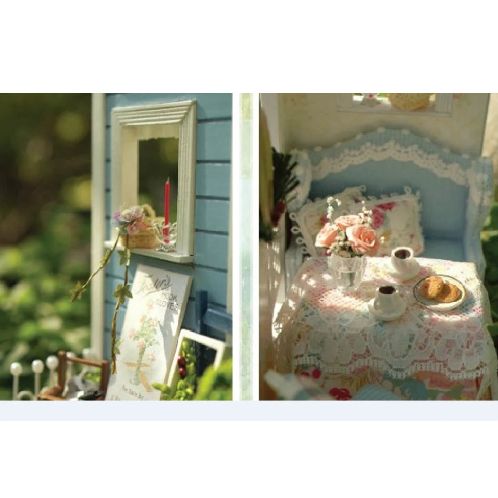 1/24 DIY Handcraft Miniature Project Sweet Wooden Two-Sided Doll House Baking House hand  toy for Kids Birthday Gift