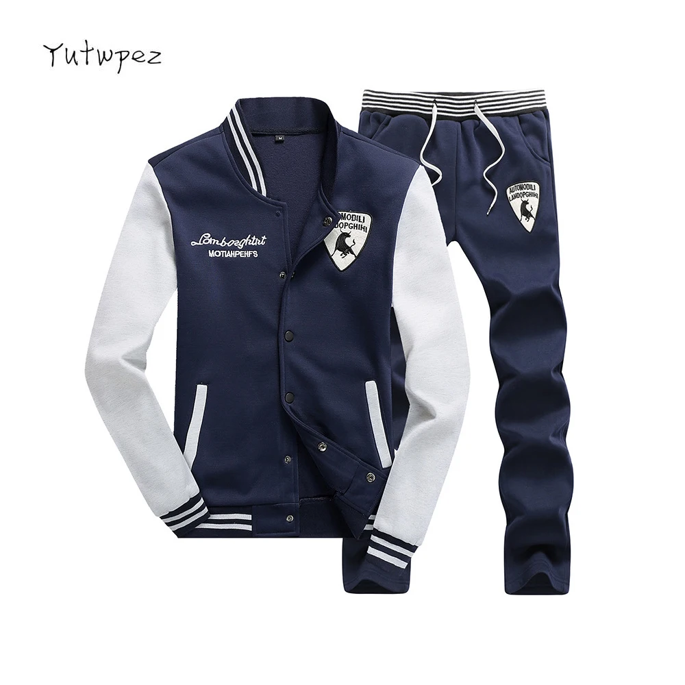 

Tracksuit Men Asian Size Sweatshirts Slim Warm Suit Men Set Pants Suits Printed Casual Hoodie+Pants Men Sportswear Famous Brand