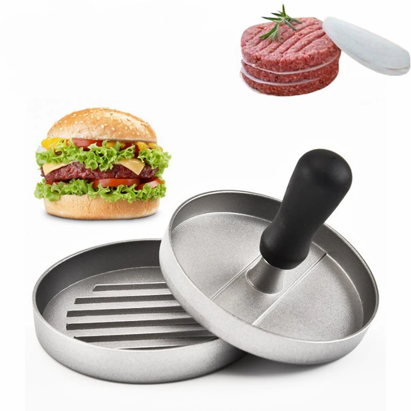 

AODMUKI 1 Set Round Shape Hamburger Press Aluminum Alloy 11 cm Hamburger Meat Beef Grill Burger Press Patty Maker Mold