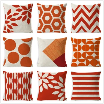 

Simple Geometric Cushion Covers Yellow And Red Stripe Printed Pillow Case For Home Sofa Chair Decorative Pillowcases 45*45cm