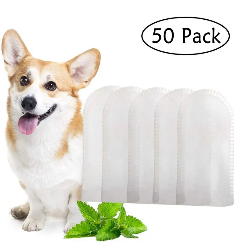 

50PCS Toothwipes Fresh Advanced Oral Care Dog Dental Wipes Cleans Teeth, Gums, freshens Breath. Tooth Wipe for cat or Dog