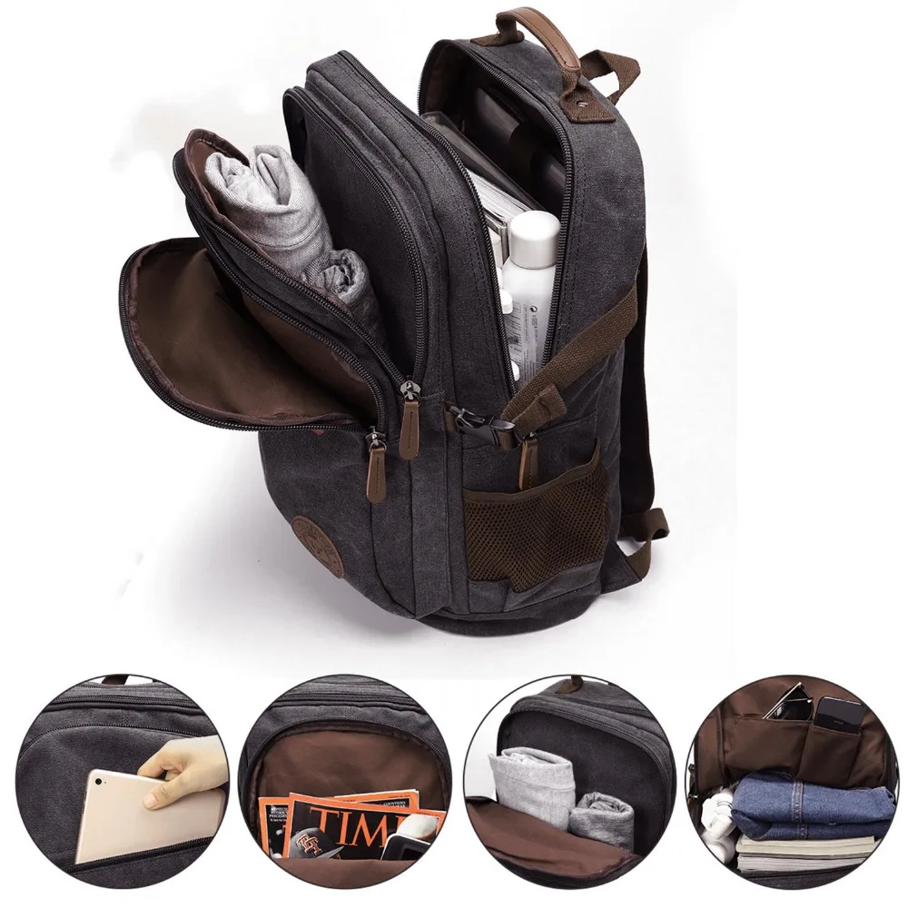 New Fashion Men's Backpack Vintage Canvas Bagpack School Bag Outdoor Travel Bags Large Capacity Travel Laptop Backpacks Mochila (2)