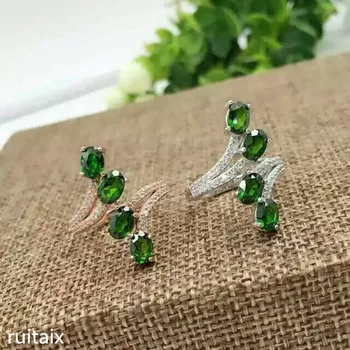 

KJJEAXCMY fine jewelry 925 Pure silver natural diophanous stone female ring inlay decoration curve tassel plant