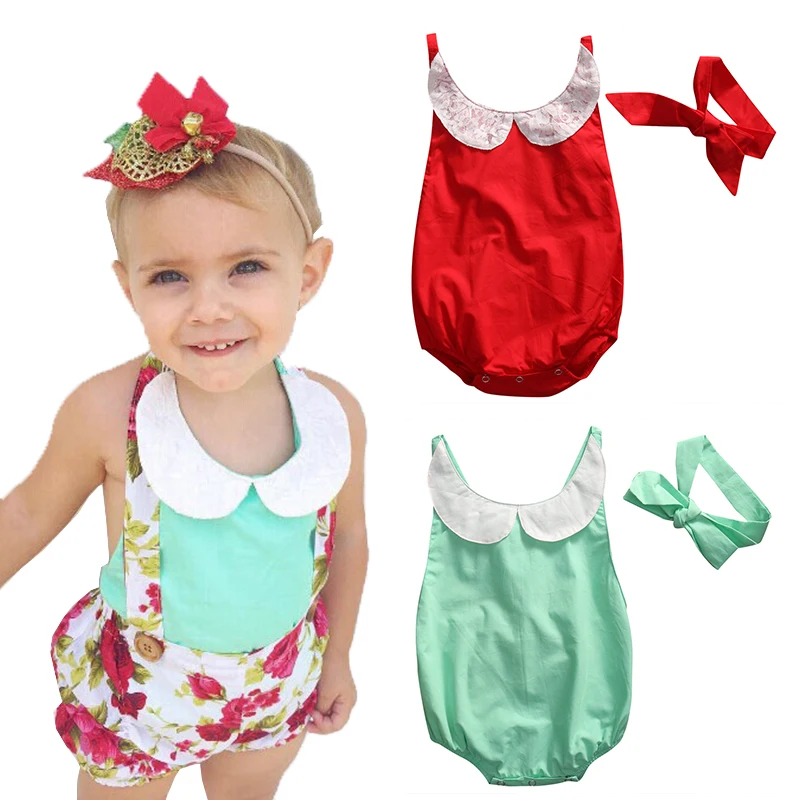 2017 Sailor Collar Summer Newborn Baby Girl Bodysuits Babies Backless