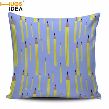 

HUGSIDEA Pillow Cover for Sofa Bedroom Office Seat Throw Pillow Case Cotton Pencil Pattern Square Cushion Cover Home Hotel Decor