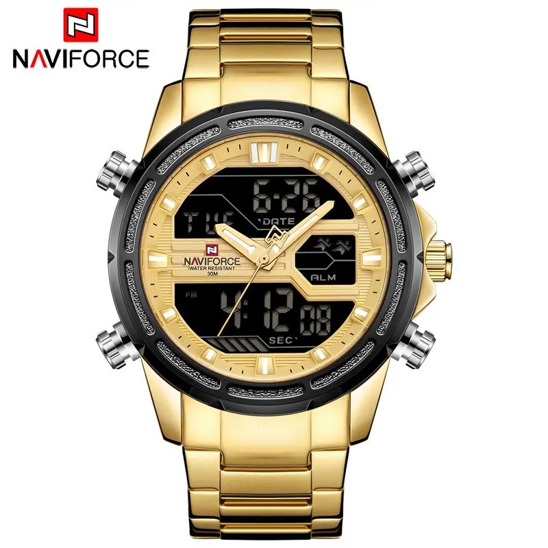 Часы наручные NAVIFORCE Мужские кварцевые роскошные брендовые светодиодные цифровые