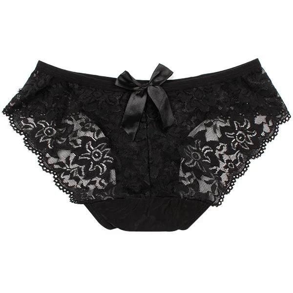 Women Sexy Lace Briefs Seamless Hollow Panty Floral Bowknot Underwear Knickers Solid Low Rise Intimates 17