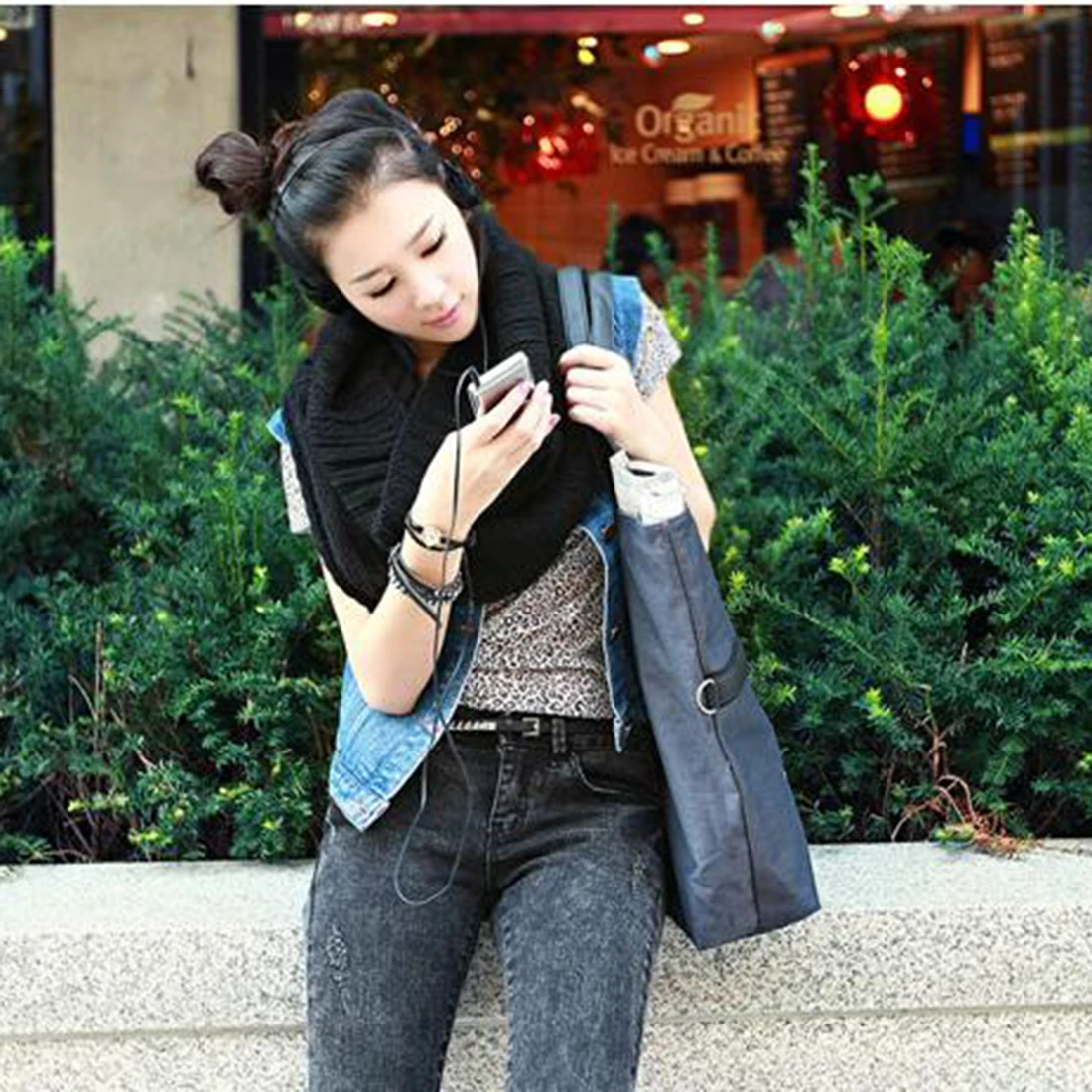 

Warm Scarves Two Circle Knitted Cowl Neck Long Shawls Hijab Men Women Winter Knitting Wool Collar Neck Warmer Scarf