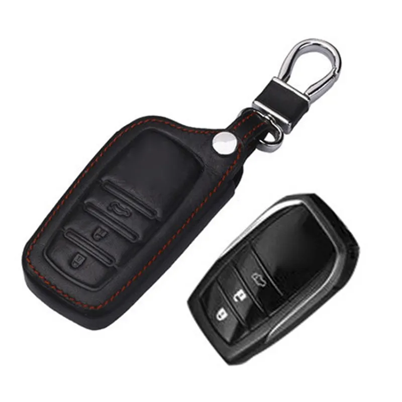 Peacekey Genuine Leather Remote Control Car Keychain Key Cover Case For