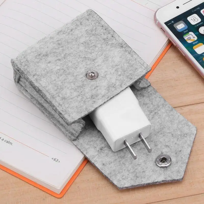 

Mini Earphone Storage Bag Small Felt Pouch Case Travel Electronics Accessories Organizer For Data Cable, Charger, Gadgets Pocket