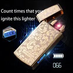 Встряхнуть Ignite USB плазменная Зажигалка двойной дуги может подсчитать используется время сигарет Ligther для курения электронные перезарядки