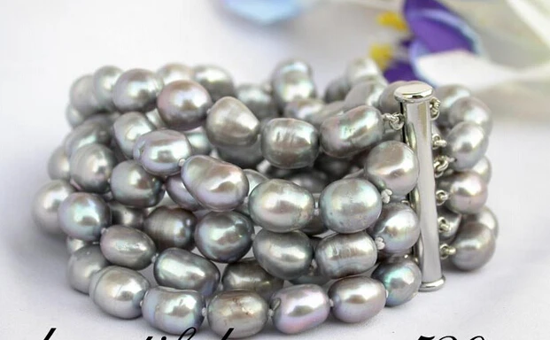 

free shipping z1036 luster 6strands 12mm gray baroque freshwater pearl bracelet ba@^Noble style Natural