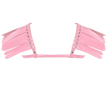 

leather Garter belt Harness for Women Shoulder Wings Garter Pastel Pink Sexy Wedding Garter Stocking Bondage Punk Festival Wear