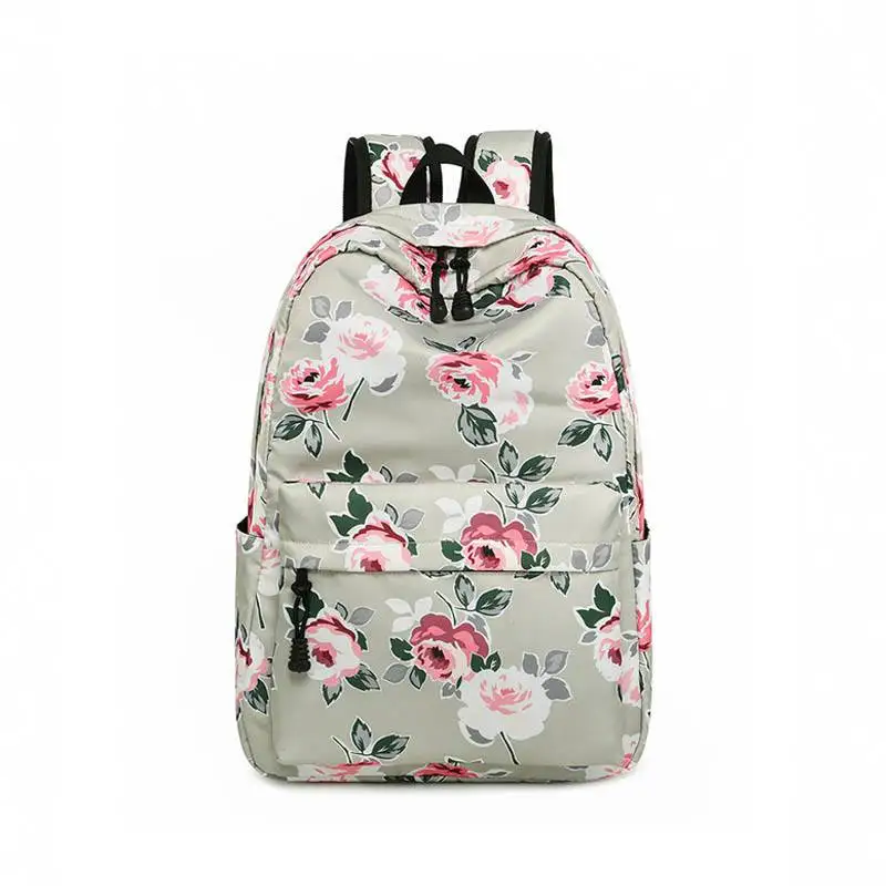 Школьные сумки для девочек; красивые цветы принт; рюкзак для девочек; школьные сумки принцессы; водонепроницаемый нейлоновый Детский рюкзак - Цвет: peony khaki 1pcs