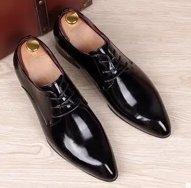 Мужские туфли под деловую свадебную рабочую одежду светлые остроносые туфли из натуральной кожи полуботинки на шнуровке корейская мода Zapatos Hombres - Цвет: picture color