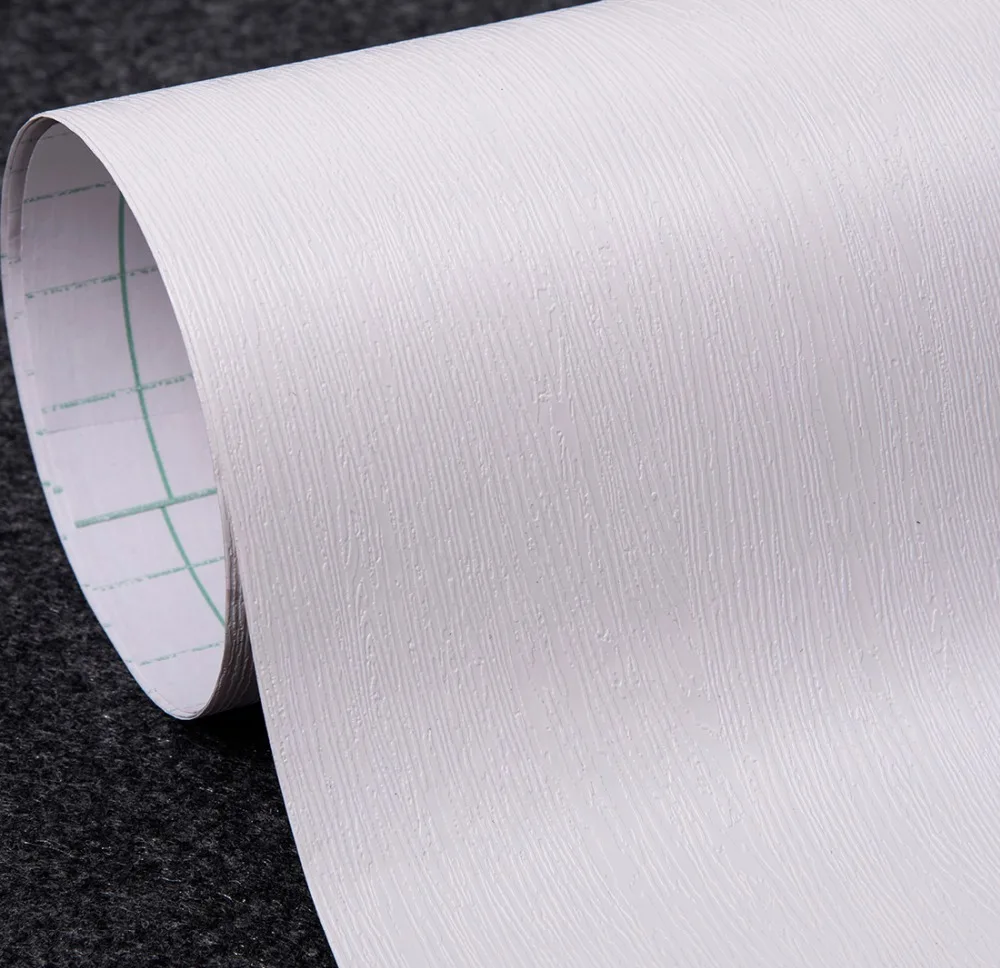 White Wood Textured Vinyl Contact Paper Peel Sticker Wallpaper Self