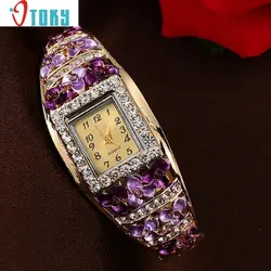 Горячие Hothot продаж элегантный браслет часы для женщин роскошный цветок со стразами раскошный ремешок для часов кварцевые часы relogio feminino at1