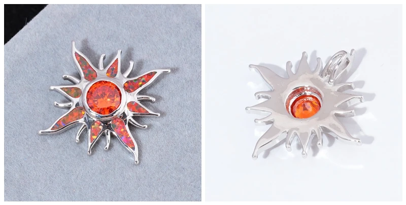 pingente grande angular prateado laranja garnet charme