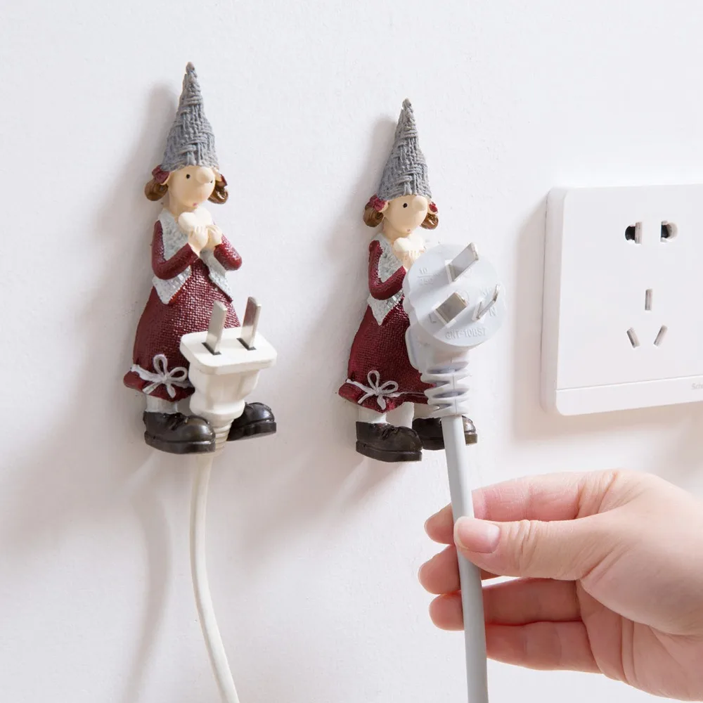 OTHERHOUSE Plug Socket Holder Wall Adhesive Hooks Shaver Razor Phone Holder Hanger Cute Cartoon Wall Hooks