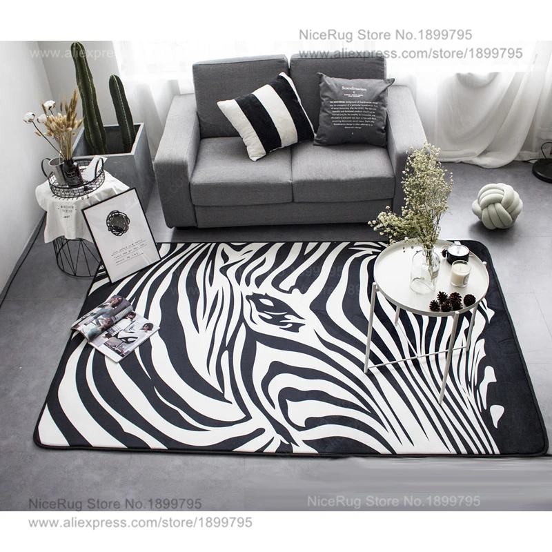 Геометрический черный, белый цвет Зебра Полосатая Ковры Гостиная Спальня коврики tapetes де Сала современный дом отель декоративные Коврики