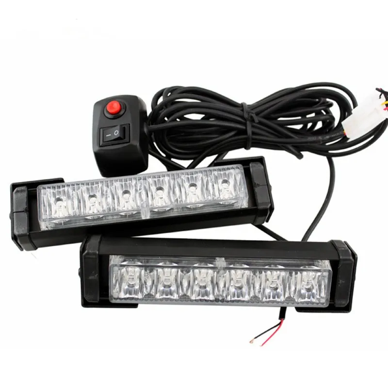 

Free Shipping 2x6LED Car Strobe Flash Light Modes Auto Warning Light 12W High Power Caution Lamp