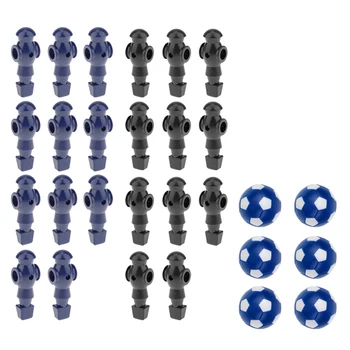 

11pcs Black Blue 5/8' Foosball Man Table Soccer Players with 6pcs 36mm Balls Foosballs Tournament Style Soccer Men Replacements