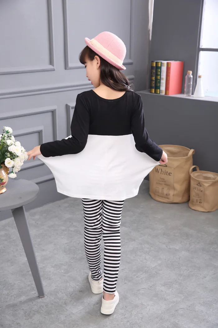 Yeedison Cartoon Children Clothing Set Cute Girls Clothes Sets 2018 Kids Long Sleeve T-shirt Striped Pants 2Pcs Girl Outfit Suit (7)