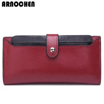 

2018 New Spring Summer Genuine Leather Wallet Women Purses With Card Holder Fashion Real Cowhide Long Wallets WYQ023