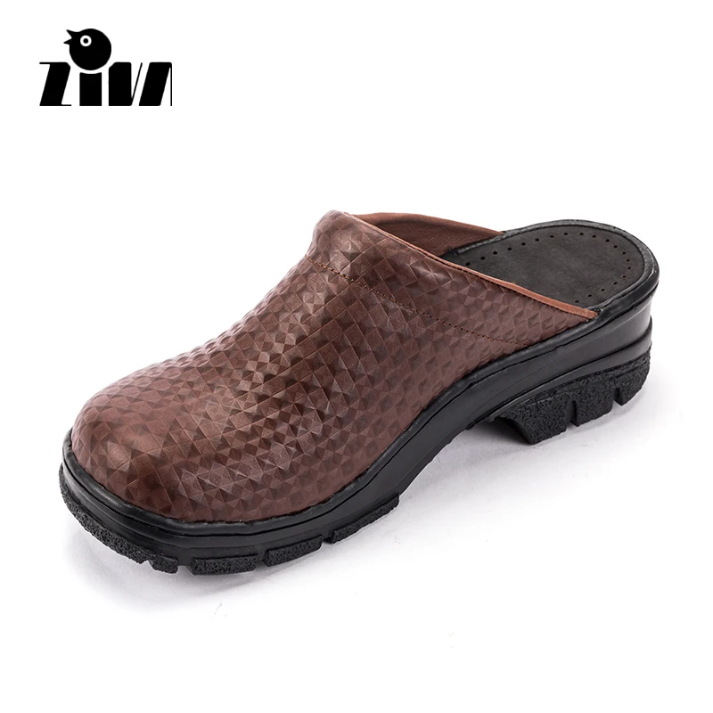 

ZIVA 2018 New Art Casual Shoes Genuine Leather Footwear Comfortable Waterproof Work Shoes Breathable Non-Slip Clogs Size 35-44