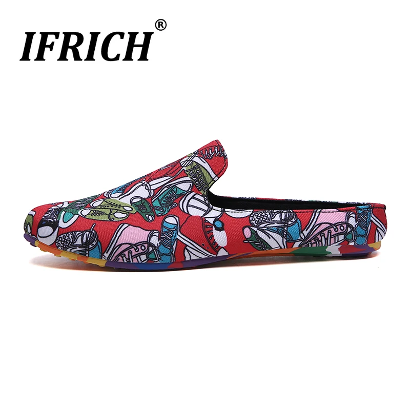 

Summer Slip On Shoes For Men Half Drag Canvas Casual Shoes Man Breathable Flats Casual Shoes Fashion Half slippers For Mens