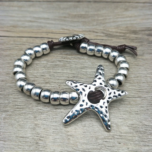 Aliexpress Shuangsheng Fashion Brand Vintage Silver Shuangsheng Fashion Brand Vintage Silver Starfish Bracelet Neutral Alloy Beads Friendship Jewelry For Gifts