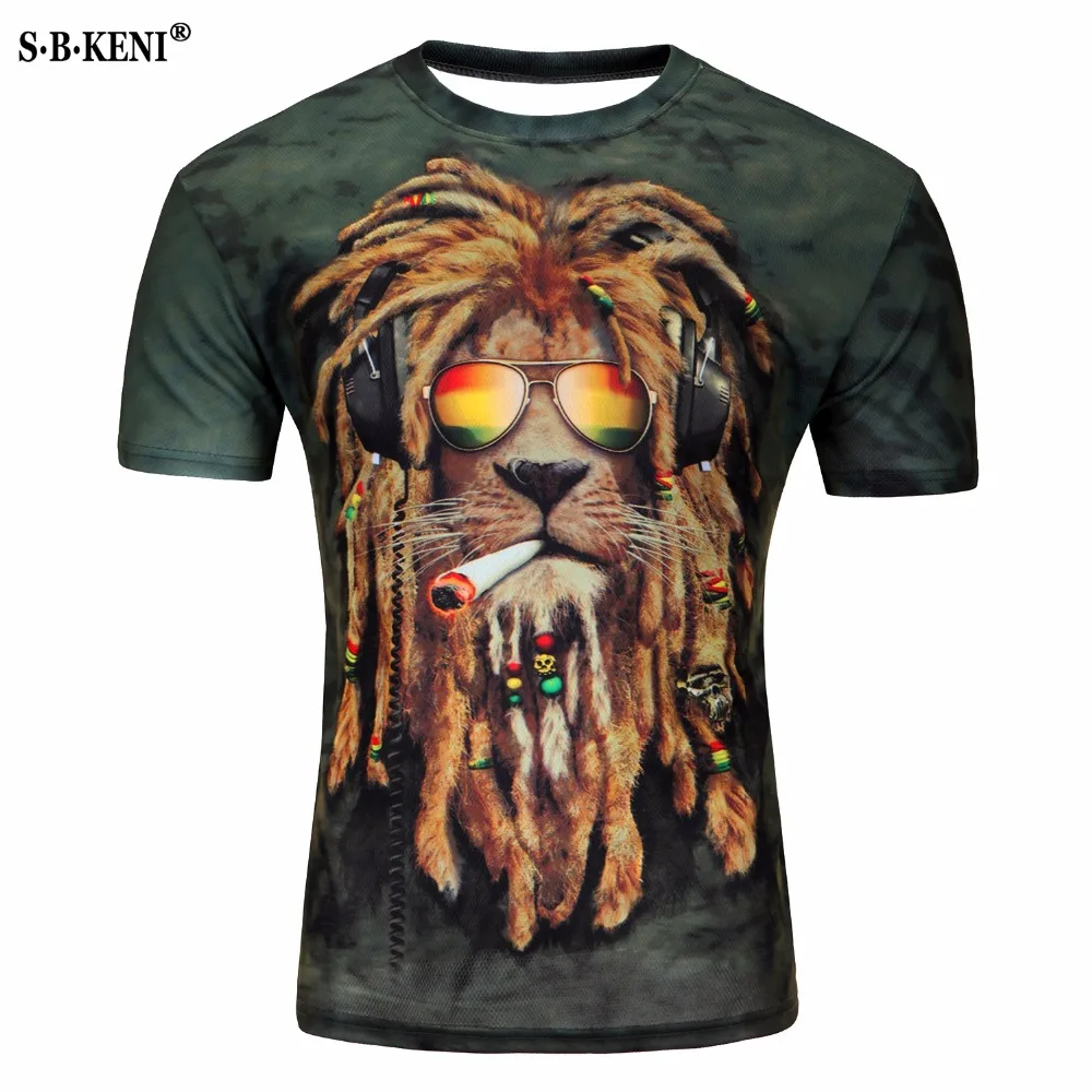 

2019 Hot Summer 3D lion Men t-shirt Hip Hop Short Sleeve Tee Tops Anime men t shirt Homme Short sleeve tops free shipping