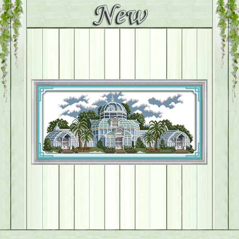 

The Crystal Palace Europe style Scenery,Counted printed on canvas DMC 14CT 11CT DIY Cross Stitch Needlework kits Embroidery Sets