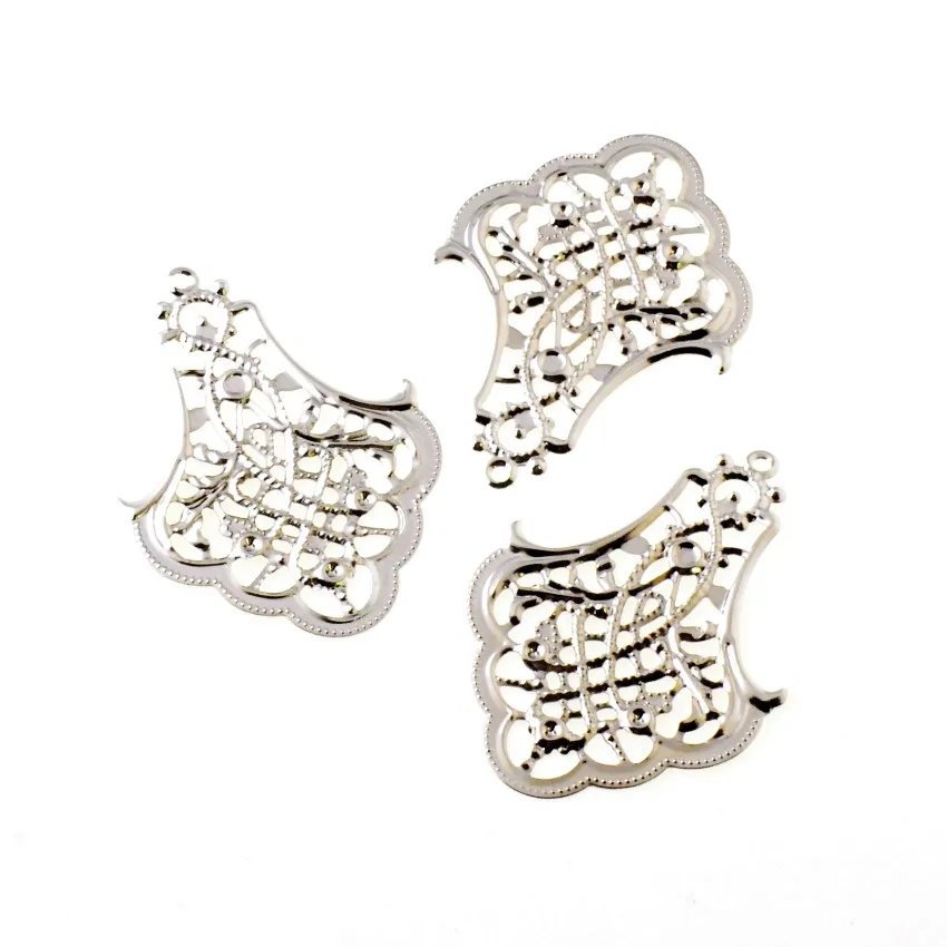 

Free shipping 20Pcs Silver Tone Flower Filigree Wraps Connectors Metal Crafts Gift Decoration DIY 39x53mm