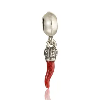 

New Corno Good Luck Silver Dangle charms With Red Enamel Dangle beads 925 Sterling Silver Fit Original Brand Bracelet