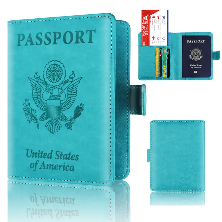 Милый дизайнерский Кошелек из искусственной кожи с тиснением для путешествий, чехол для паспорта США, женский и мужской кредитный держатель для карт, тонкий органайзер, черный