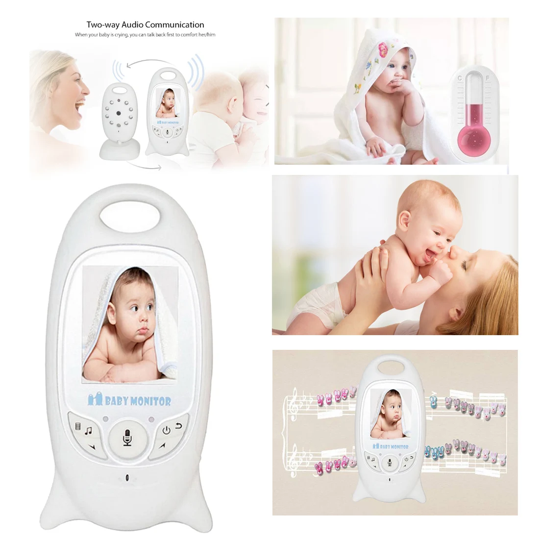 

2.0 inch LCD Screen Camera Video 2 Way Talk Night Vision Wireless Pet Monitor Temperature Monitor Baby Care Security