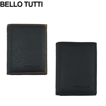 

BELLO TUTTI New Men Money Clip Card&ID Holder Short Key Wallet Male PU Leather Coin Purse Clutch Bag Change Pocket Handbag Black