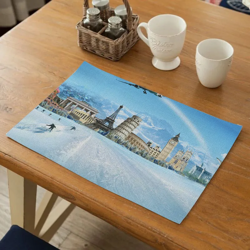 

Cotton and linen Dining Table Insulation Mat Solid Placemat Linen Non-slip Mats Kitchen Accessories Decorative Home Mat Coasters