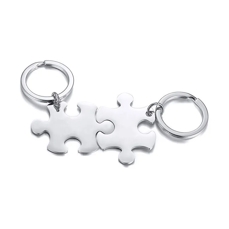 Puzzle Keychain Pairs Stainless Steel Personalized Custom Women Men Couples Lovers Anniversary Key Ring Accessories