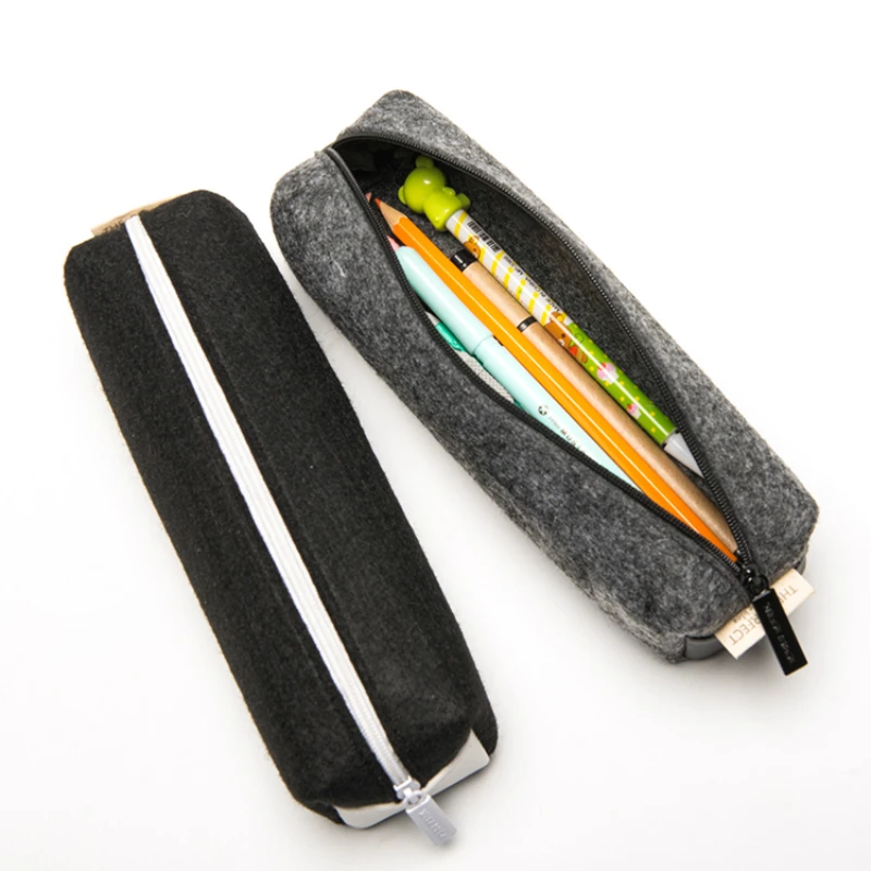

The Korean Felt Pencil Bag Creative Simple Large Capacity Students Stationery Canvas Pencil Case For Girls Boys School Supplies