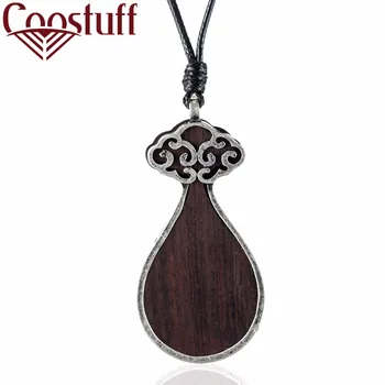 

Vintage Women Jewelry Handmade Bag Shape Black Sandalwood Pendants Long Necklaces women collares mujer choker kolye bijoux femme